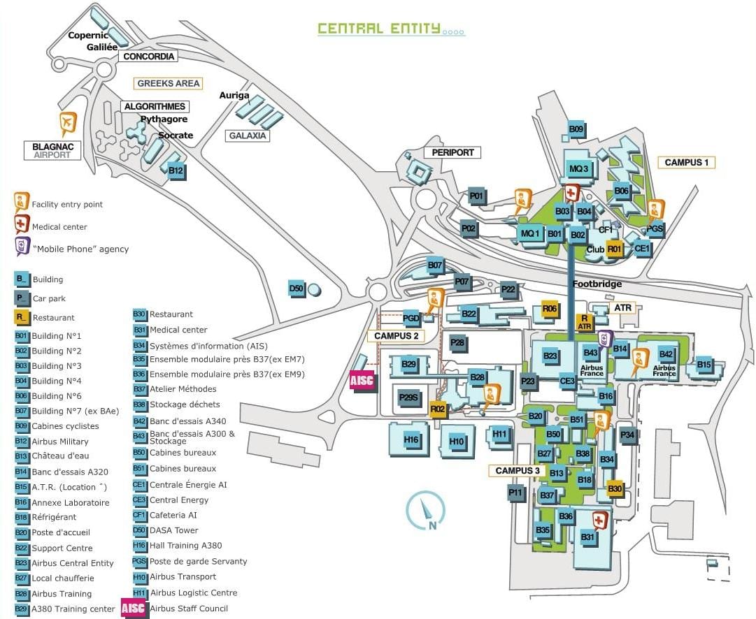 mapa de airbus Toulouse