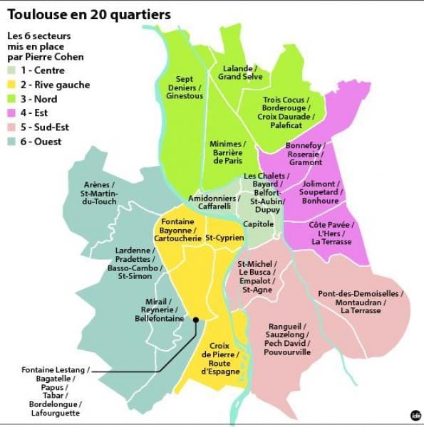mapa de arrondissement de Toulouse
