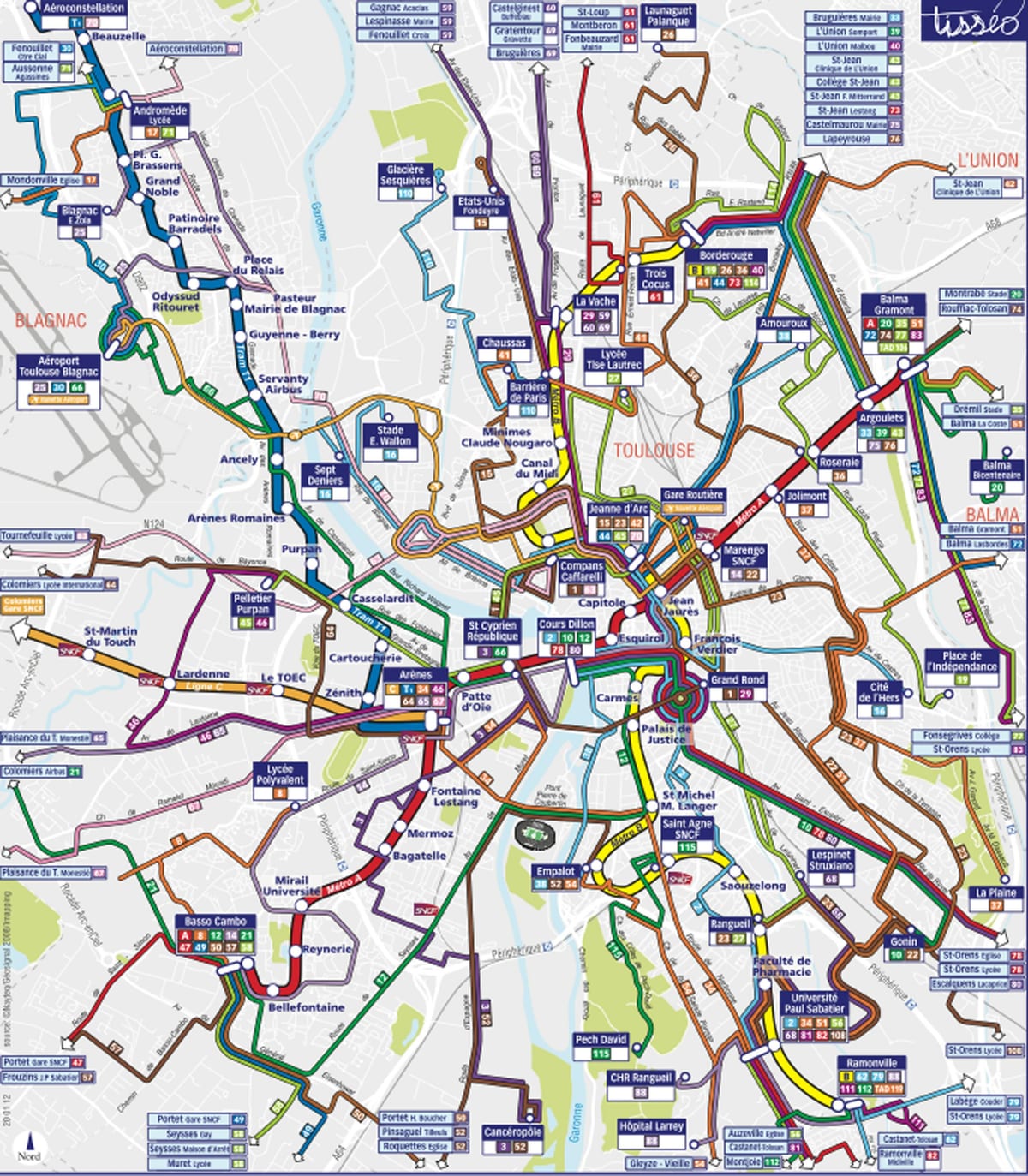 Toulouse autobús mapa