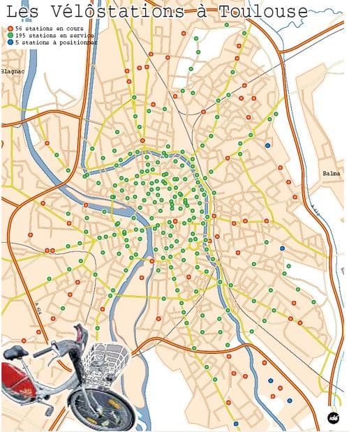 mapa de Toulouse bicicleta