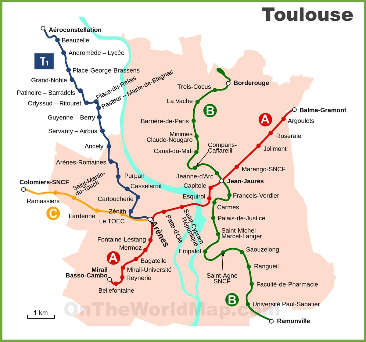 Toulouse subterráneo mapa