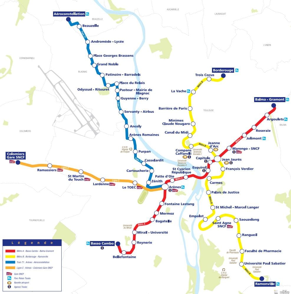 mapa de Toulouse tranvía