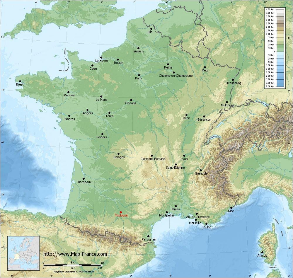 xeográfica mapa de Toulouse
