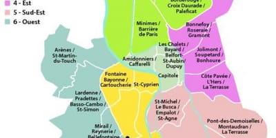 Mapa de arrondissement de Toulouse