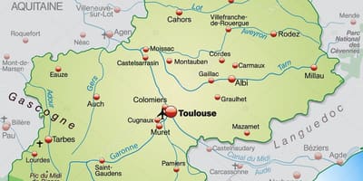 Toulouse rexión mapa