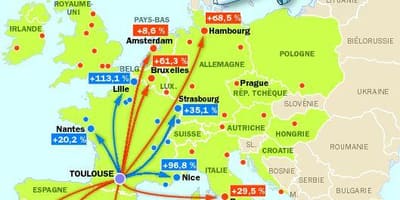 Mapa de Toulouse aeroporto destinos
